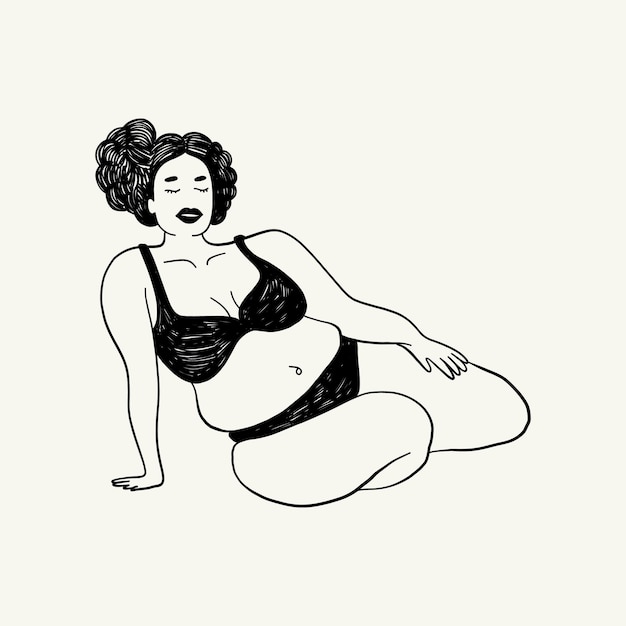 Feminism body positive illustration with minimalistic female figure