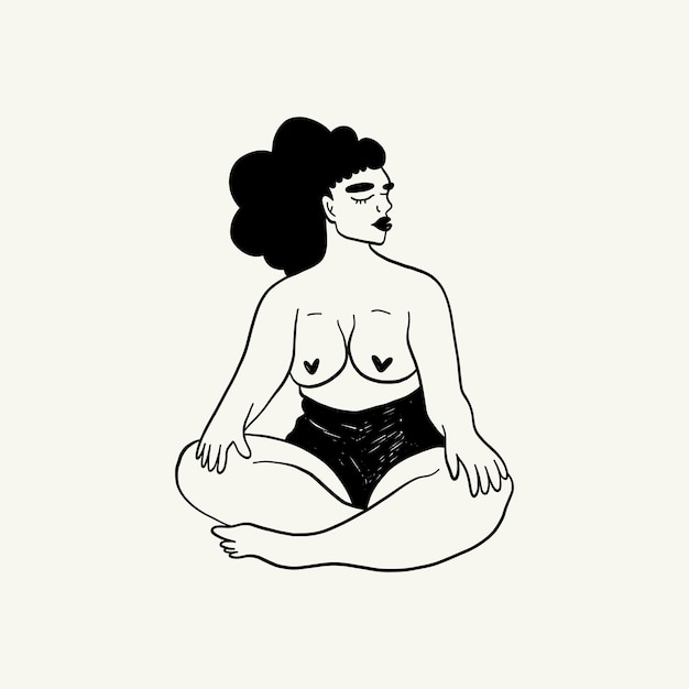 Feminism body positive illustration with minimalistic female figure