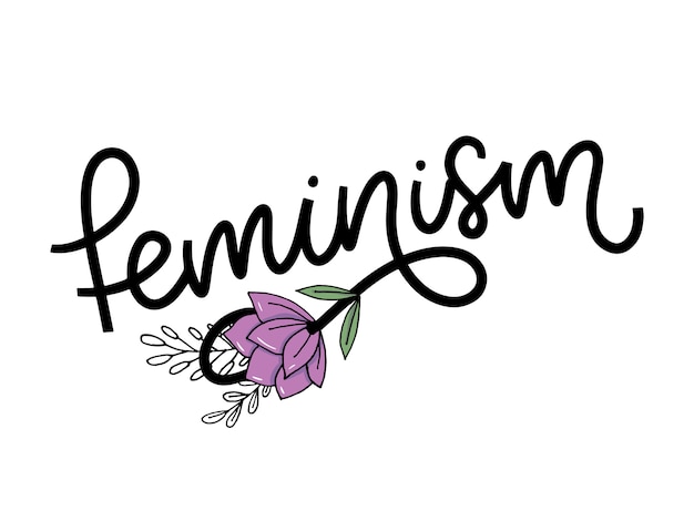 Feminism letter in doodle style.