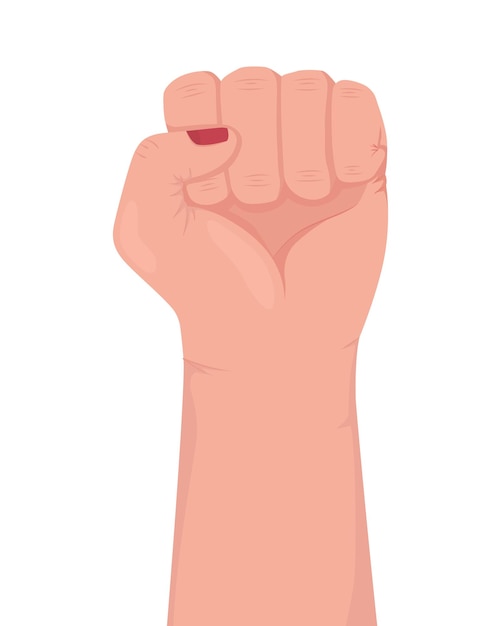 Feminist protest semi flat color vector hand gesture