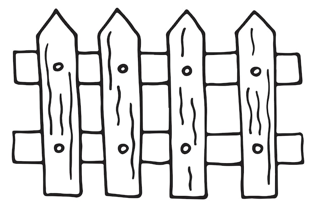 Fence doodle icon Wooden planks sketch drawing