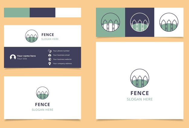 Fence logo design with editable slogan branding book and