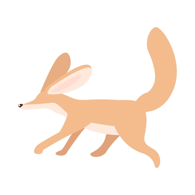 Fennec fox semi flat color vector character