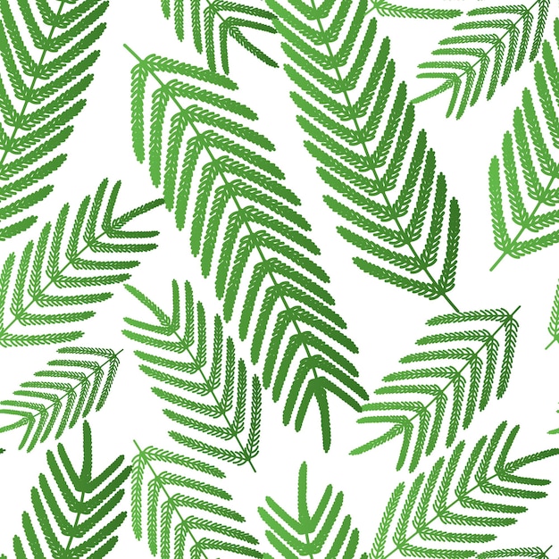 Fern leaf Sketch Seamless pattern Repeat tropical print Endless pattern of large green leaves