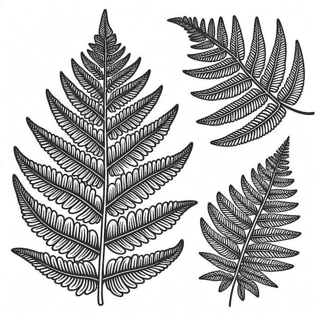 Vector a fern leaf with bold broad fronds each leaf clearly separated for easy coloring