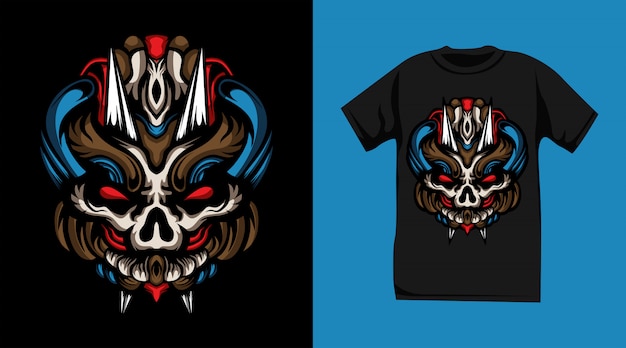 Ferocious skull monster t-shirt design  