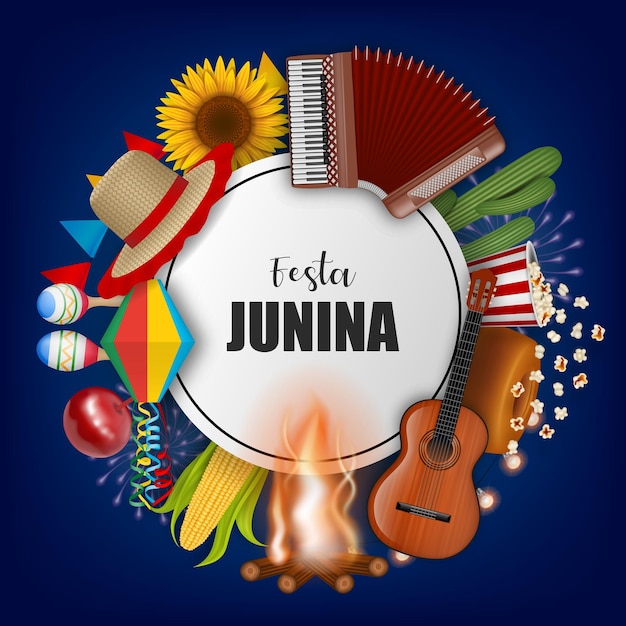 Festa junina background with brazilian elements June brazilian festival poster