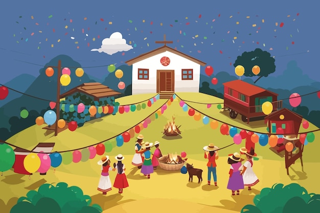 festa junina brazil usually made of colored paper illustration