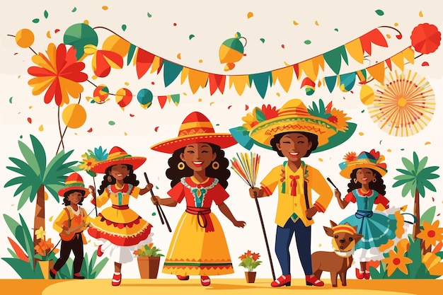 festa junina illustration june party brazil costume illustration