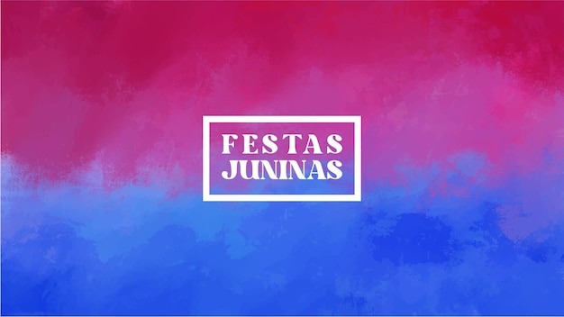 Festa junina party background in red and blue watercolor