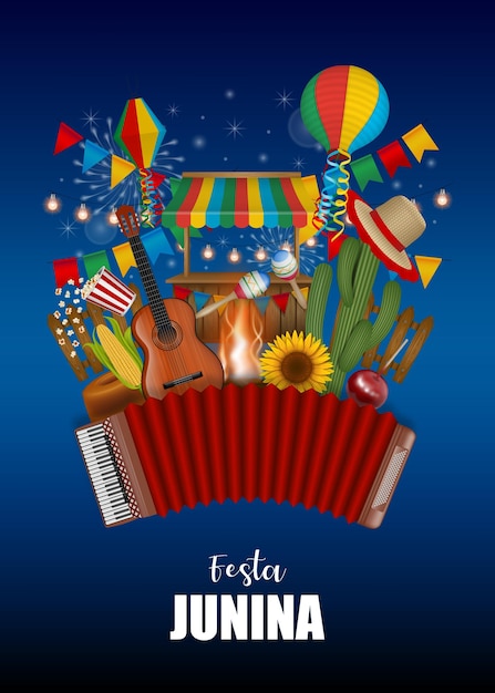 Festa junina poster Brazilian june festival background