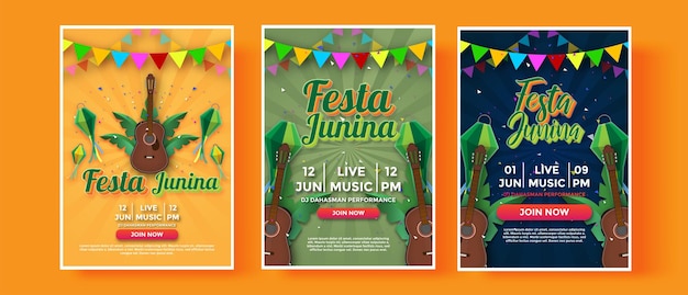 Festa junina vertical poster template