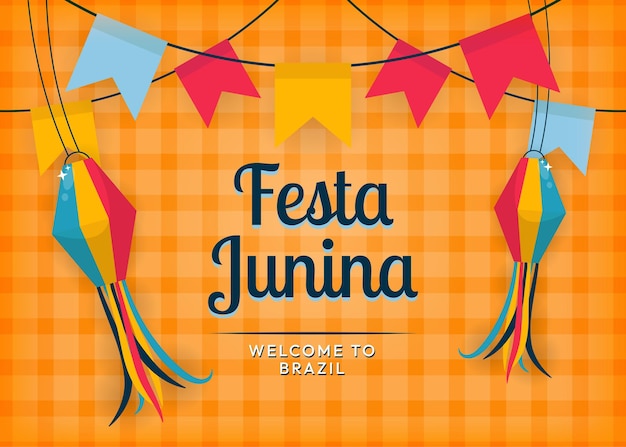 Festa Junina Welcome to Brazil Attractive Background Illustration Design