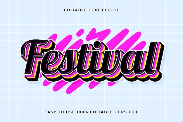 festival 3d editable vector text effect trendy style text effect