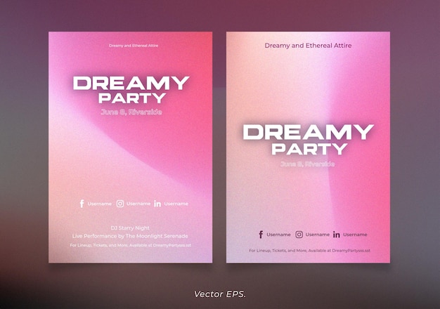 Festival dreamy party band event community poster grainy gradient peach pink background template