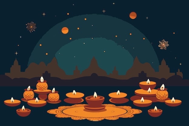 Vector festival of light diwali festival vector illustration