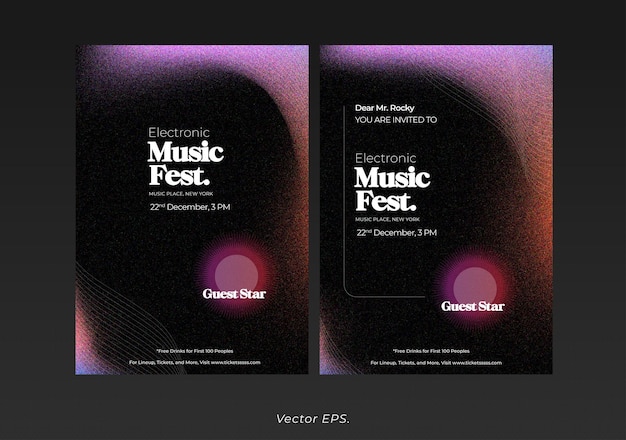 Festival Music event poster Grainy Black Gradient Pink Red Background template