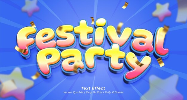 Vector festival party text effect editable 3d text style