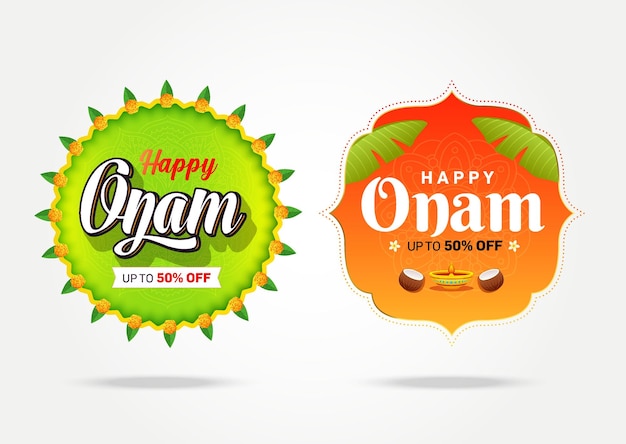 Festival of South India Happy Onam Banner, Logo design, Sticker, Concept, Greeting Card, Template