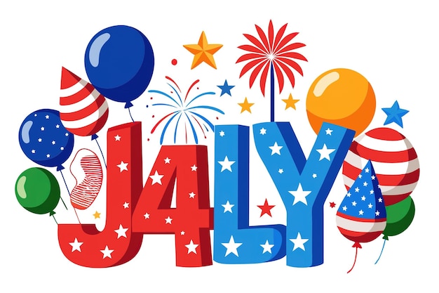 Vector festive 4th of july clipart featuring american flag fireworks and patriotic decorations