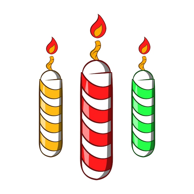 Festive candles icon in cartoon style isolated on white background Holiday symbol