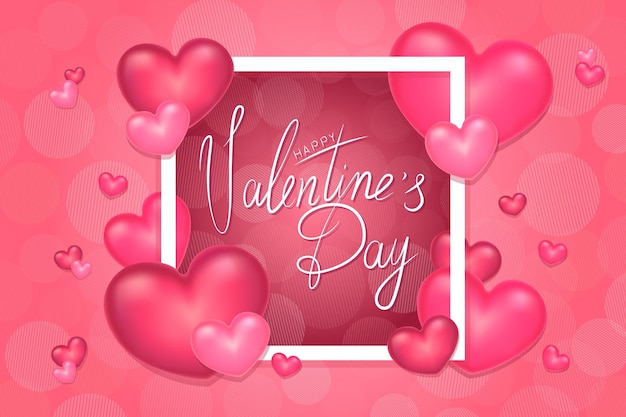 Festive card for Valentine's Day Background with stylized hearts pink shades of color Vector