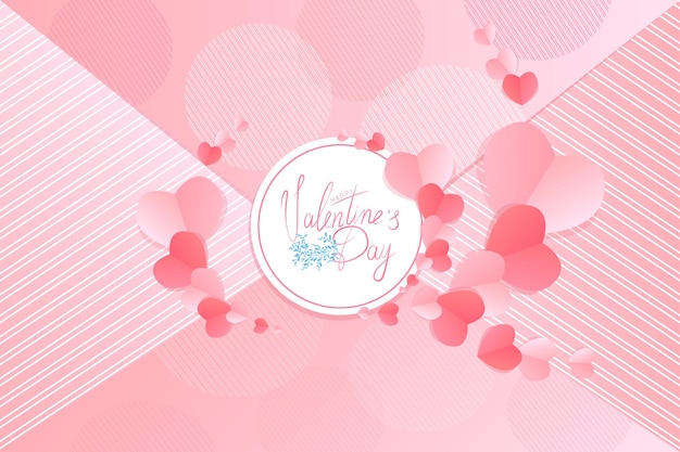 Festive card for Valentine's Day Background with stylized hearts pink shades of color Vector