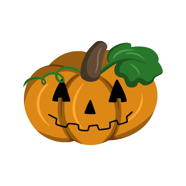 Festive character Cute pumpkin smiling on Halloween in cartoon vector flat style