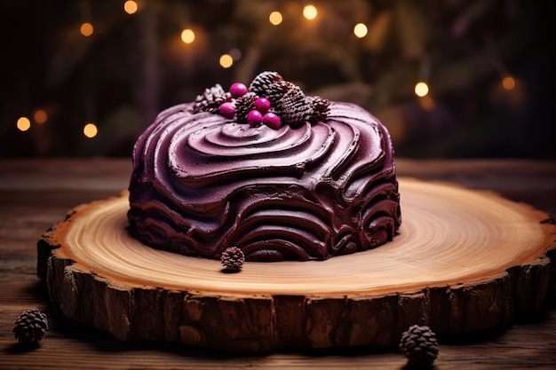 Vector festive chocolate birthday cake decorated with frosted dark chocolate red berries dark and white c