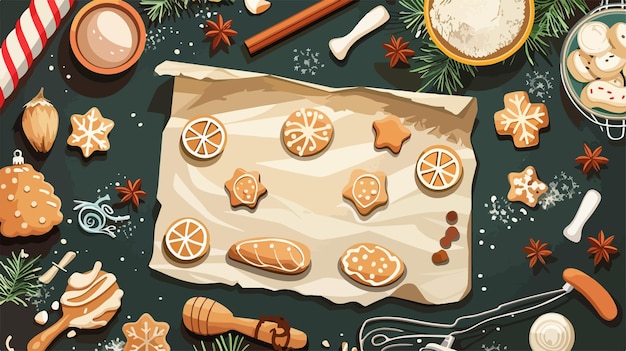 Festive Christmas Baking Background with Cooking Sheet