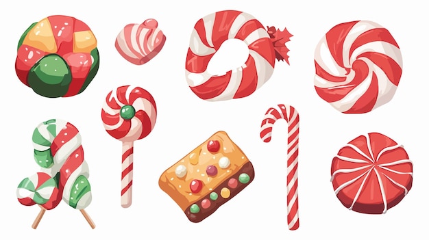 Vector festive christmas candy vector graphics for holiday designs