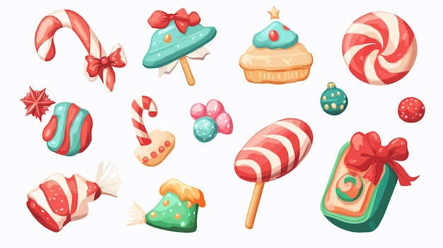 Vector festive christmas candy vector graphics for holiday designs