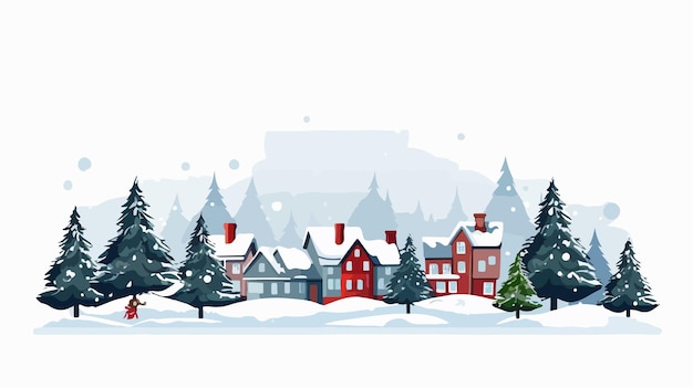 Festive Christmas Card Illustration in Flat Vector Design on White Background