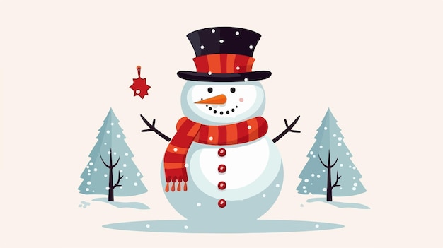 Vector festive christmas card with cute snowman vector illustration