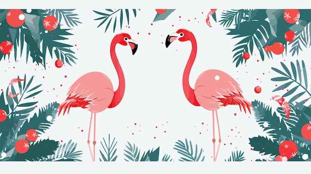 Vector festive christmas card with flamingo vector illustration