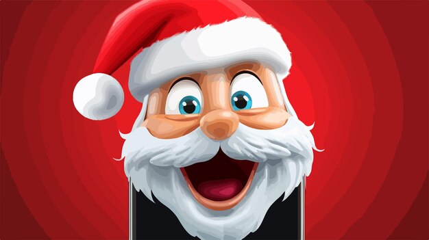 Vector festive christmas cell phone illustration with happy expression