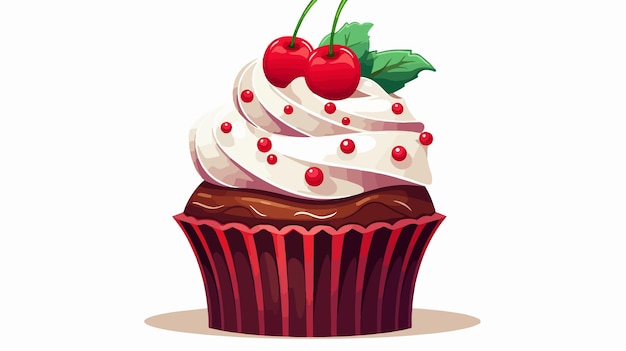 Festive Christmas Cupcake Clipart Vector Illustration