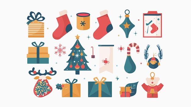 Festive Christmas Desktop Flat Icons Design Infographic