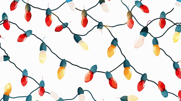 Vector festive christmas lights seamless pattern with garland for holiday designs