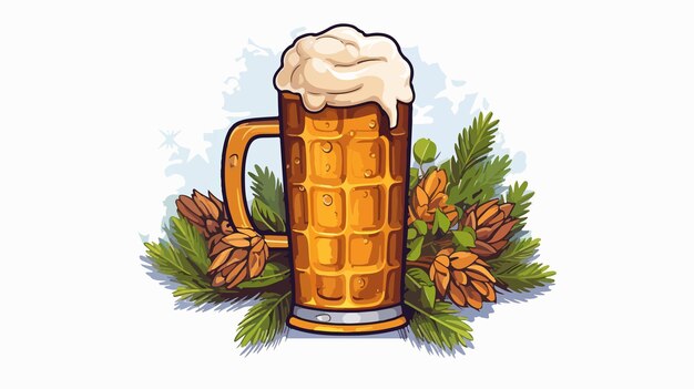 Vector festive christmas ornament with beer cartoon vector illustration