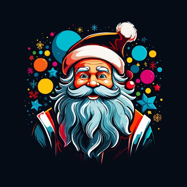 Vector festive christmas santa tee bold colors black background