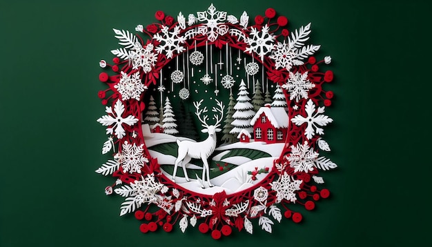 Festive Christmas scene paper art