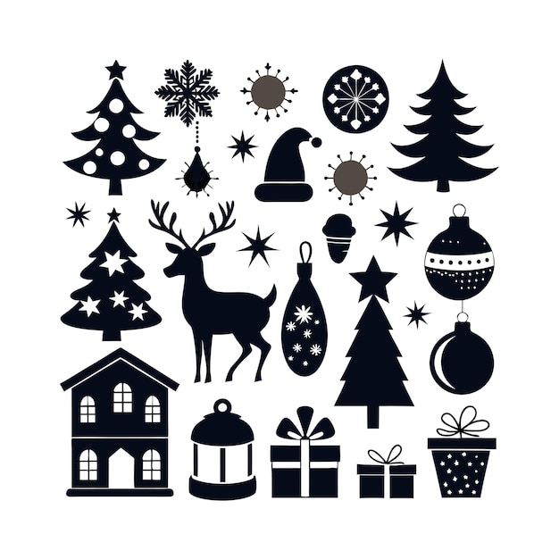 Festive Christmas Silhouette Clip art Set