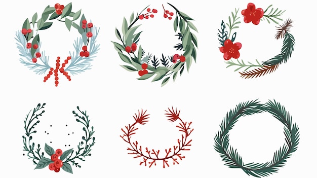 Vector festive christmas wreath design vector isolated on white background