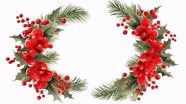 Festive Christmas Wreath Vector with Free Text Space on Wall