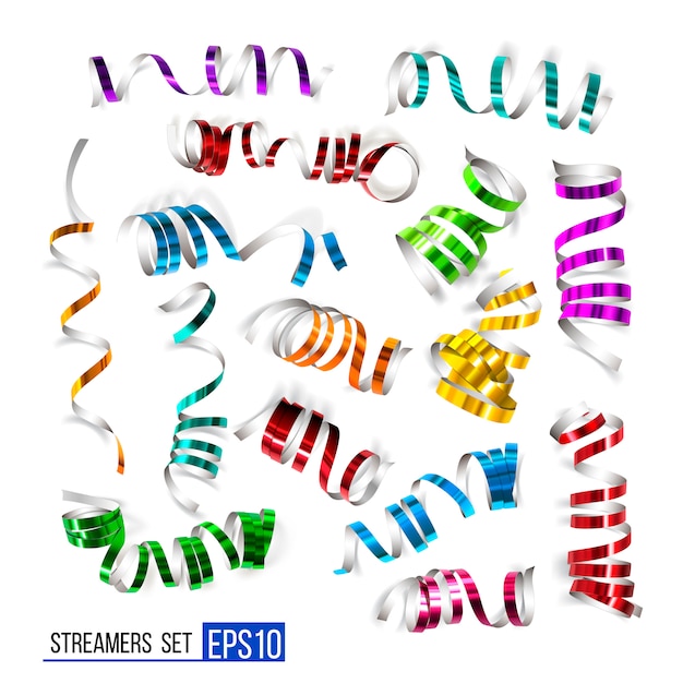 Vector festive colorful ribbons on white