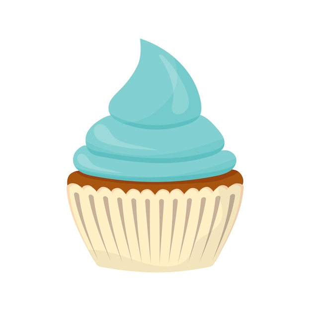 Festive cupcake. Sweets with cream, muffin, festive dessert, confectionery. Flat style. Vector.