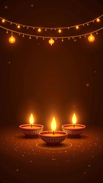 Vector festive diwali oil lamps scene