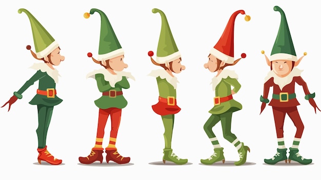 Vector festive elf legs and hats in green and red