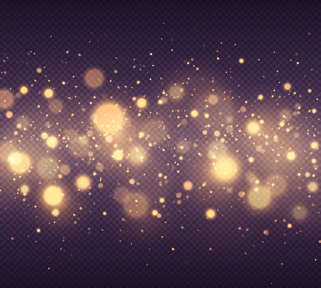 Festive golden luminous background with colorful lights bokeh Christmas concept